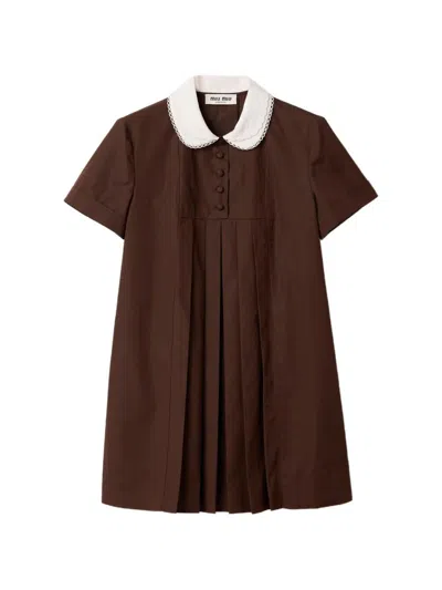 Miu Miu Poplin Dress In Brown