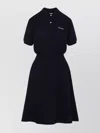 Miu Miu Mini Dress With Elastic Waist And Flared Skirt In Black