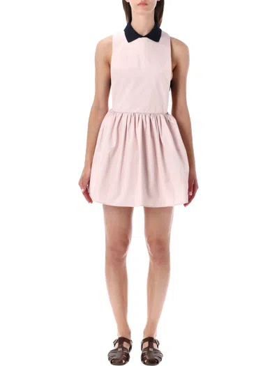 Miu Miu Mini Dress With Elegant Back Straps In Alabaster Pink