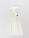 Miu Miu Mini Dress With Spaghetti Straps And Ruffle In White