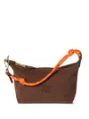 Miu Miu Mini Gabardine Logo Zip Bag In Brown