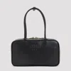 Miu Miu Black Bauletto Bag Zip Embossed Logo In Black
