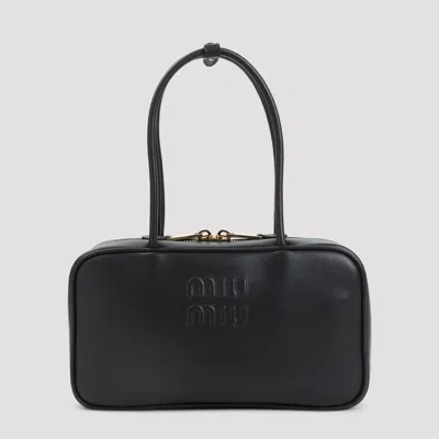 Miu Miu Black Bauletto Bag Zip Embossed Logo In Multi