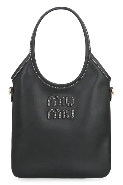 Miu Miu Mini Ivy Handbag In Leather In Black