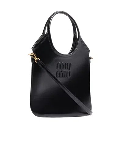 Miu Miu Mini Ivy Soft Leather Bag In Black