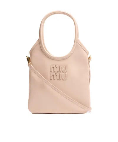 Miu Miu Mini Ivy Soft Leather Bag In Nude