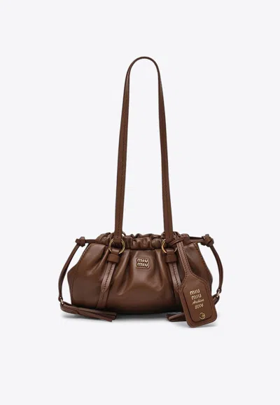 Miu Miu Mini Joie Nappa Leather Crossbody Bag In Brown