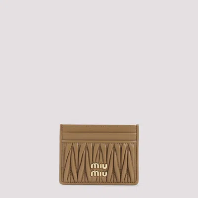 Miu Miu Mini Lamb Leather Cardholder - Compact Style For Women In Brown