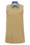 Miu Miu Mini Layered Dress Dresses Beige In Nude