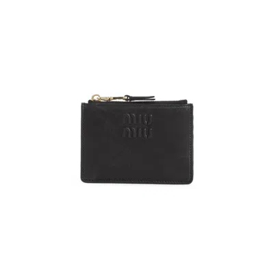 Miu Miu Mini Leather Cardholder In Black