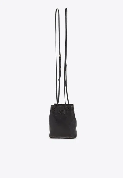 Miu Miu Mini Leather Crossbody Bag In Brown