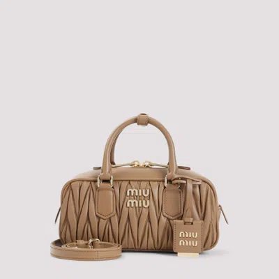 Miu Miu Mini Leather Handbag - 24cm In Brown