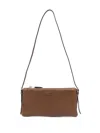 Miu Miu Mini Logo Embossed Leather Shoulder Bag In Brown