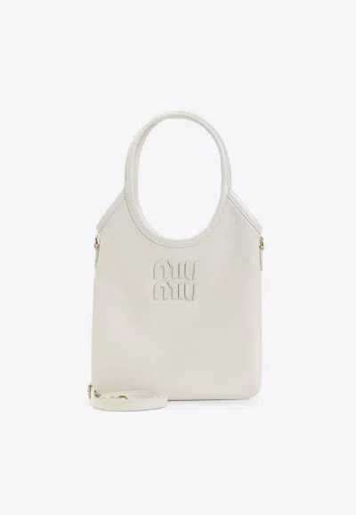 Miu Miu Mini Leather Shoulder Bag In White