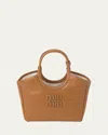 Miu Miu Mini Leather Top-handle Tote Bag In F0046 Cognac