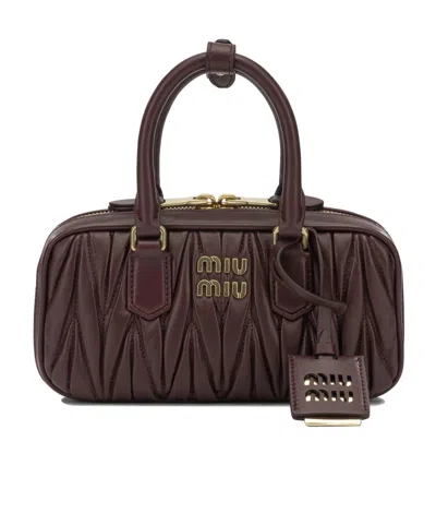 Miu Miu Mini Leather Tote Bag In Black