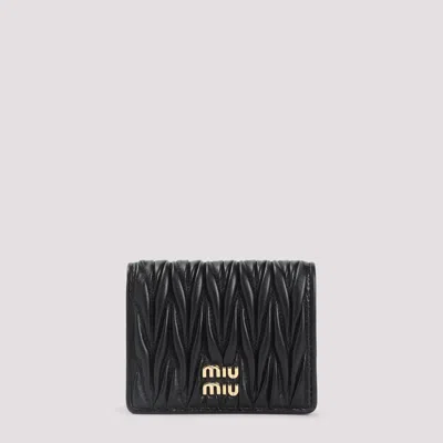 Miu Miu Mini Leather Wallet - 8.5cm X 11cm X 2cm In Black