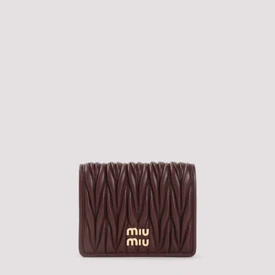 Miu Miu Mini Leather Wallet In Red