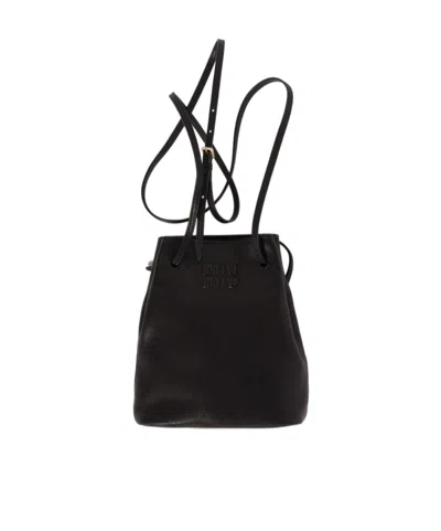 Miu Miu Mini Logo Shoulder Bag In Black
