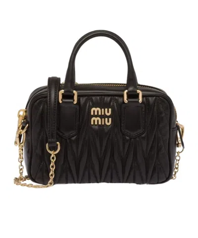 Miu Miu Matelassé Mini Tote Bag In Black