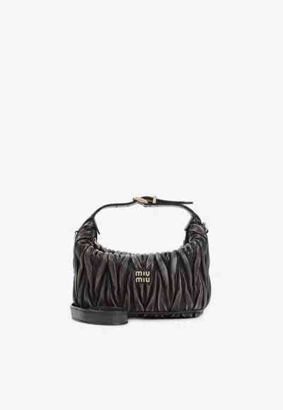 Miu Miu Mini Matelassé Top Handle Bag In Brown
