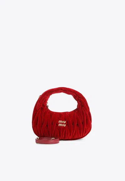 Miu Miu Mini Matelassé Top Handle Bag In Red
