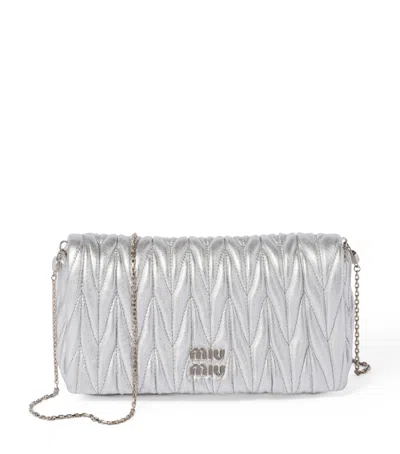 Miu Miu Mini Metallic Leather Matelassé Shoulder Bag