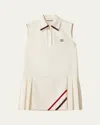 Miu Miu Mini Pleated Shift Polo Mohair Dress In Neutral