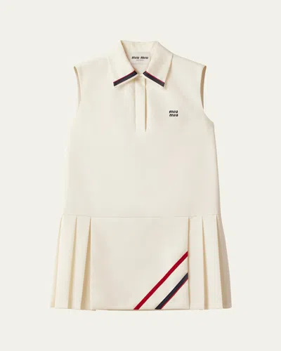MIU MIU MINI PLEATED SHIFT POLO MOHAIR DRESS