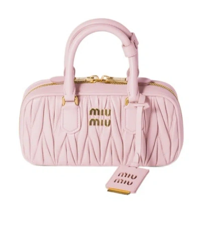 Miu Miu Arcadie Matelassé Tote Bag In Pink