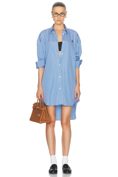 Miu Miu Mini Shirt Dress In Blue