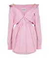 Miu Miu Elasticated Waistband Striped Shirt Mini Dress Clothing In Pink