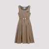 Miu Miu Mini Silk Dress Waist Drawstring In Brown