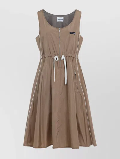 MIU MIU MINI SILK DRESS WAIST DRAWSTRING