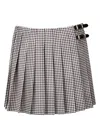 Miu Miu Embroidered Vichy Mini Skirt In Black