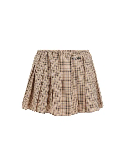 Miu Miu Mini Skirt In Cream