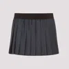 Miu Miu Elastic Waistband Pleated Mini Skirt In Black