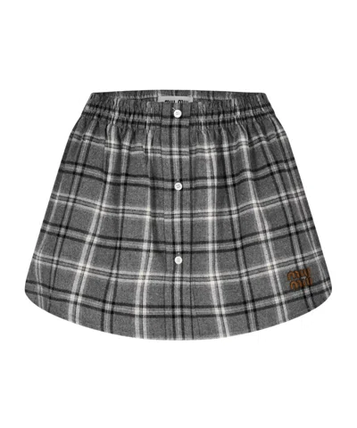 Miu Miu Mini Skirt In Gray