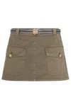 Miu Miu Belted Mini Skirt In Green