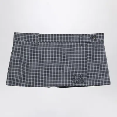 Miu Miu Mini Skirt In Blue Tech Check In Black