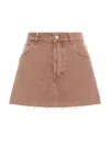 Miu Miu Mini Skirt In Denim In Brown