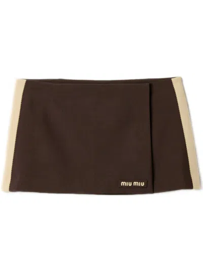 Miu Miu Mini Skirt In Kid Mohair In Brown