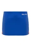 Miu Miu Mini Skirt In Technical Fabric In Blue