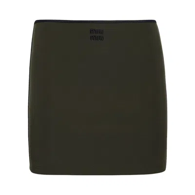 Pre-owned Miu Miu Mini Skirt 'militare' | Green | Women's Size 40