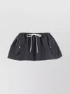 Miu Miu Mini Skirt Mohair Blend Drawstring Elastic Waistband Button In Blue