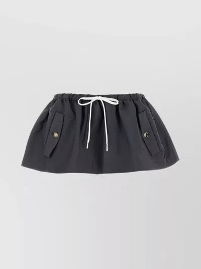 MIU MIU MINI SKIRT MOHAIR BLEND DRAWSTRING ELASTIC WAISTBAND BUTTON
