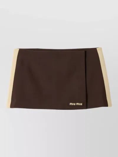 Miu Miu Mini Skirt Side Stripe Detail Design In Brown