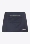Miu Miu Mini Skirt With Contrasting-logo In Blue