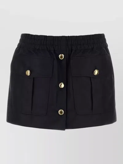 Miu Miu Mini Skirt With Elastic Waistband And Pockets In Black
