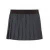 Miu Miu Elastic Waistband Pleated Mini Skirt In Gray